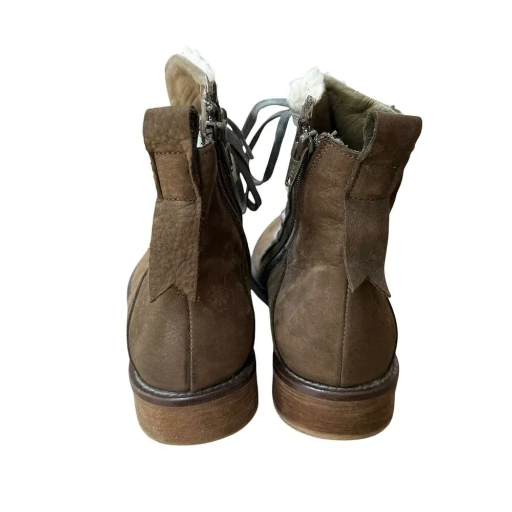 Bueno Teddy Casual Furry Hiking Boots Lace Bootie olive green Women's EU 40/US10